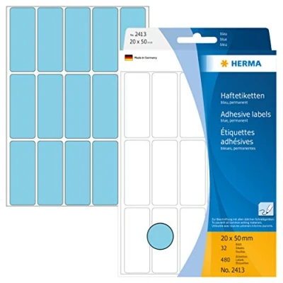 Afbeelding van Etiket HERMA 2413 20x50mm blauw 480stuks