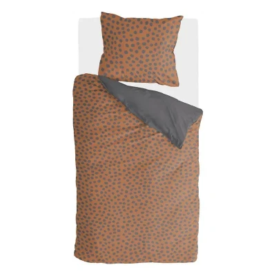 Afbeelding van Walra Dekbedovertrek Spots &amp; Dots 140x220 100% Katoen Cognac