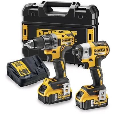 Afbeelding van DeWalt DCK268P2T 18V Li Ion accu boor /schroefmachine (DCD791) &amp; slagschroevendraaier (DCF887) combiset (2x 5,0Ah accu) in TSTAK koolborstelloos
