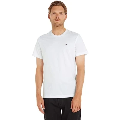 Image de Tommy Jeans Hilfiger T shirt original en jersey pour homme, Blanc classique., L