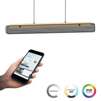 Afbeelding van EGLO connect.z Kokomo Z Hanglamp 99 cm ZwartBruinWit RGB