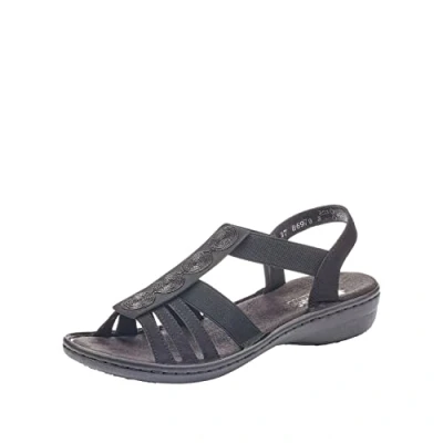 Afbeelding van Rieker Lente/zomer 60870 damessandalen, Schwarz 00 Zwart