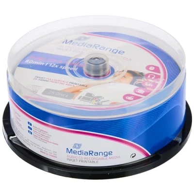 Afbeelding van Mediarange CD R 80 Min Music Inkjet Printable 25 Stuks