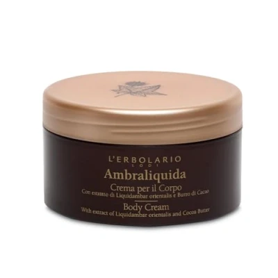 Afbeelding van L&#039;Erbolario, Ambraliquida Body Cream, Verzachtende en verkwikkende verzorging, hydraterende lichaamscrème, droge huid, geurcrème, formaat 250 ml