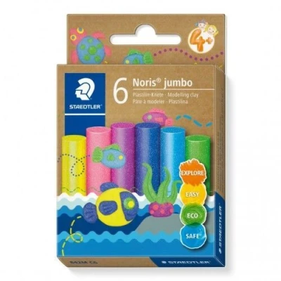 Afbeelding van Noris jumbo boetseerklei 6 kleuren GLITTER