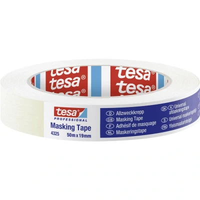Afbeelding van Tesa 4325 Universele Papieren Maskeringstape Cremewit 19mm x 50m