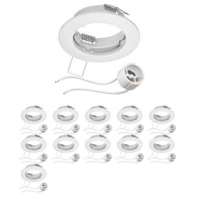 Afbeelding van ledscom.de 12 delig inbouwframe voor plafond FERE mat wit (LED/halogeen/GU10/MR16/PAR16/50mm) incl. GU10 fitting