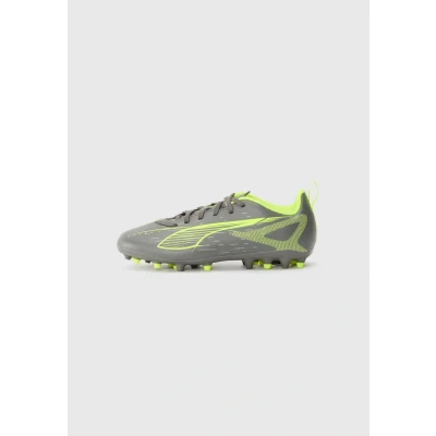 Afbeelding van Puma Ultra 5 PLAY MG JR Unisex Voetbalschoenen met kunststof noppen voor kinderen, Maat: 37, Matte aged silver/yellow alert Textiel/ synthetisch