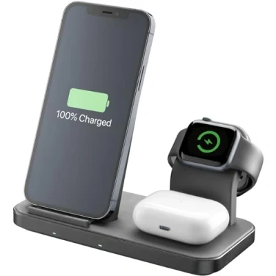 Afbeelding van Cellularline Draadloze lader 3 in 1, Apple, 7,5W + 3W, zwart
