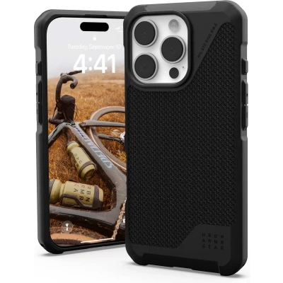 Afbeelding van Urban Armor Gear Metropolis LT Hoesje Geschikt voor Apple iPhone 16 Pro Compatibel met MagSafe Back Cover Kevlar Zwart