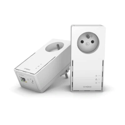Image de Kit Cpl Strong Powerline 1000 Duo Prise Filtrée 2 Adaptateurs Haut Débit Jusqu&#039;A Mbit/S