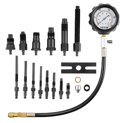 Image de VEVOR Testeur de Compression avec 18 Kits d’Adaptateurs Compressiomètre pour Moteurs Diesel Jauge 0 70 bars ou 1000 psi Outil Diagnostic Cylindre Moteur Voiture Moto Atelier