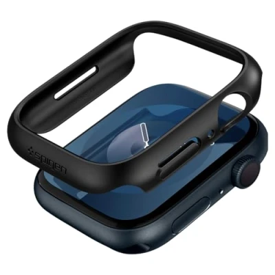 Afbeelding van Spigen Apple Watch 7/8 hoesje Thin Fit 45mm Zwart