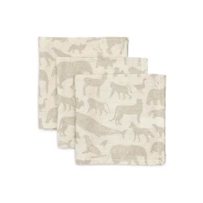 Afbeelding van Jollein Hydrofiel Monddoekje 31x31cm Animals Olive Green 3 Stuks