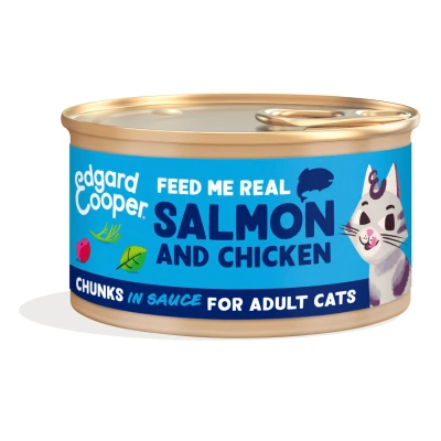 Afbeelding van Edgard&amp;Cooper Adult Chunks 85 g Kattenvoer Zalm&amp;Kip