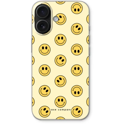 Afbeelding van Case Company® hoesje geschikt voor iPhone 16 Smiley N2 Soft Cover Telefoonhoesje Bescherming aan alle Kanten en Schermrand