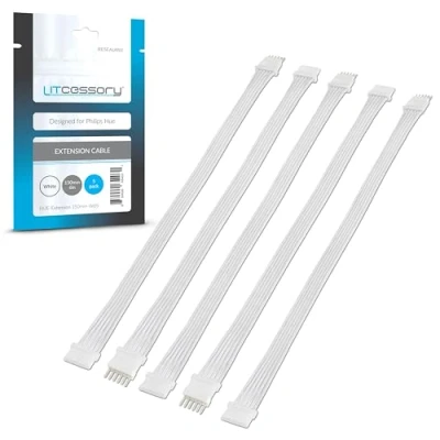 Afbeelding van Litcessory Verlengkabel voor Philips Hue Lightstrip Plus (150mm, Pakket van 5, Wit MIKRO 6 SPELD V4)
