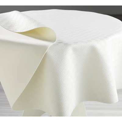 Afbeelding van Venilia Tafelhoes Bulgomme rond, tafelkleed, antislip, schokdempend, onderhoudsvriendelijk, vloeistofdicht, PVC polyester, wit, 135 cm