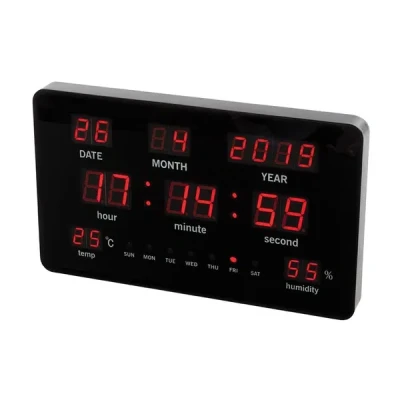 Afbeelding van Wandklok LED 37,8x25,8 cm zwart