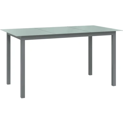 Afbeelding van Tuintafel 150x90x74 cm aluminium en glas lichtgrijs