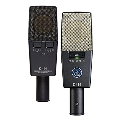Afbeelding van AKG C414 XLS 2 stuks condensatormicrofoons met groot membraan, bijpassende stereo paar, legendarische geluidskwaliteit, 9 selecteerbare polaire modi, zeer veelzijdig, zwart