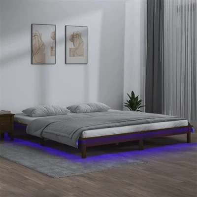 Afbeelding van vidaXL Bedframe LED massief hout honingbruin 160x200 cm