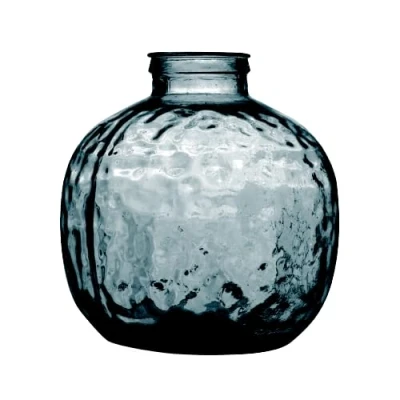 Afbeelding van Natural Living Bloemenvaas Lourdes blauw transparant gerecycled glas D25 x H30 cm Ronde bol vorm vazen