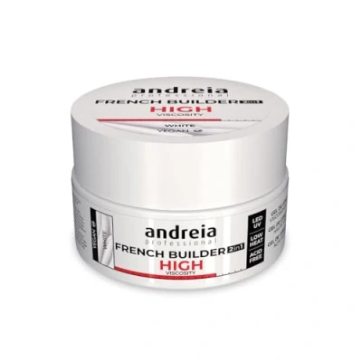 Image de Andreia Professional Gel de Construction pour French Manucure Formule Haute Viscosité Biphasique 2 en 1 UV &amp; LED Professionnel Renforcer l&#039;Ongle Pot 22g Couleur Blanc