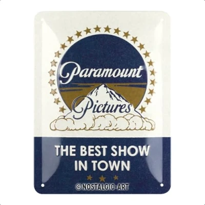 Afbeelding van Metalen Bord 15x20 cm Paramount Klassiek Logo