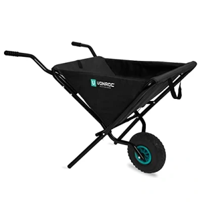Afbeelding van VONROC Opvouwbare kruiwagen 50 liter 30 kg. laadvermogen Ideaal voor het afvoeren van tuinafval