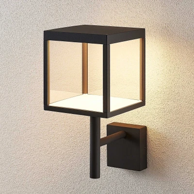 Afbeelding van Lucande LED wandlamp buiten 1licht aluminium, glas H: 37 cm grafietgrijs, helder Inclusief lichtbron