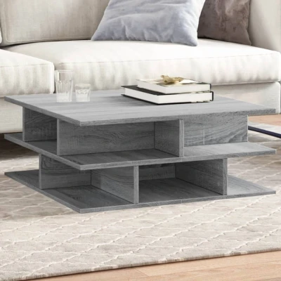 Afbeelding van Salontafel 70x70x29 cm bewerkt hout grijs sonoma