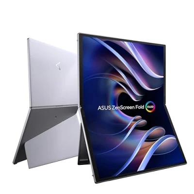 Afbeelding van ASUS ZenScreen Fold MQ17QH draagbare monitor 17,3 inch Quad HD OLED (2560 x 1920), HDMI, twee USB C, geïntegreerde opvouwbare standaard, 100% DCI P3, zilver