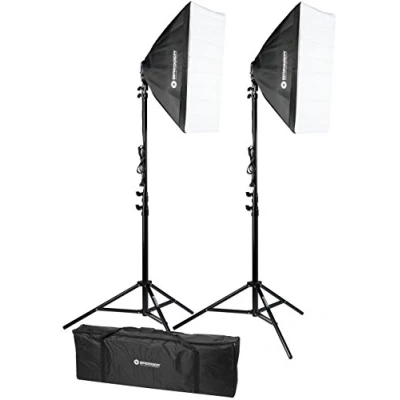 Afbeelding van Bresser Fotostudioset BR 2245 Incl. 2 Lamphouders &amp; Softboxen Lampen Apart Instelbaar