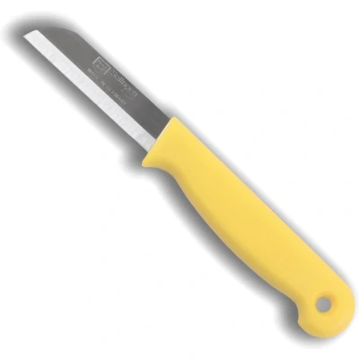 Afbeelding van Solingen Aardappelmesje geel met gat RVS 6 cm