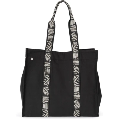 Afbeelding van Kimood Grote gerecyclede shopper met neep KINS114 Black Night / Nippon Ecru