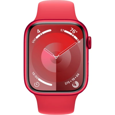 Afbeelding van Apple Watch Series 9 45mm Rood (Rode Siliconenband S/M)