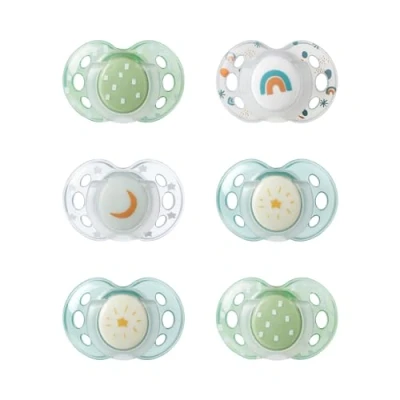 Afbeelding van Tommee Tippee Night Time Soothers, Symmetrical Orthodontic Design, BPA Free Silicone Baglet, 18 36m, Pack of 6
