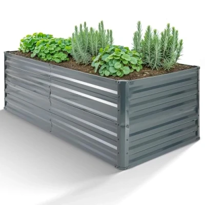 Afbeelding van AREBOS Metalen verhoogd bed 240x90x79 cm Plantbed roestvrij staal groentebed