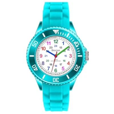 Afbeelding van Brecjon Montre d&#039;apprentissage pour enfant garçon et fille en silicone Étanche jusqu&#039;à 5 ATM Bracelet silicone, Turquoise/cadran