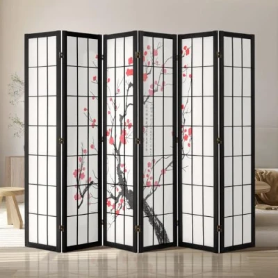 Image de VEVOR Cloison de Séparation Japonaise Paravent à 6 Panneaux Fleur Cerisier
