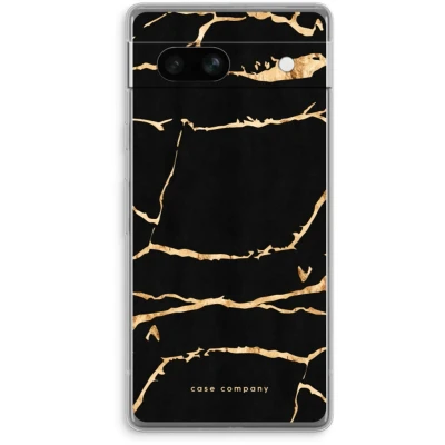 Afbeelding van Case Company® hoesje geschikt voor Google Pixel 7A Gouden marmer Soft Cover Telefoonhoesje Bescherming aan alle Kanten en Schermrand
