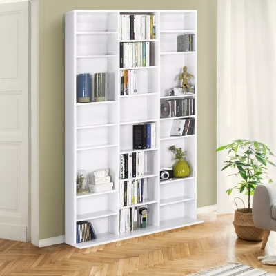 Afbeelding van Bibliothèque étagère CD CEYLIA 30 cases avec étagères modulables bois blanc