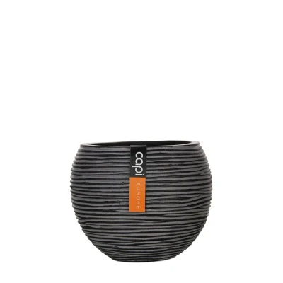 Afbeelding van Vaas bol Rib 23x19 Zwart Capi Europe