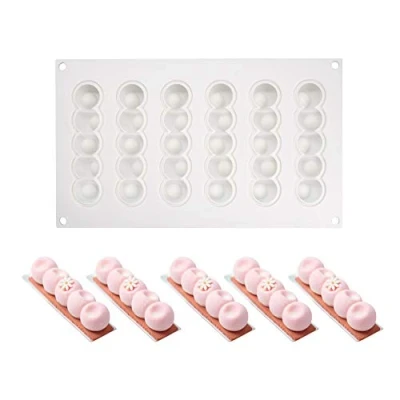 Afbeelding van Bakker schuim dessert siliconen cakevorm doe het zelf vorm, 6 gaten lange concave band bal