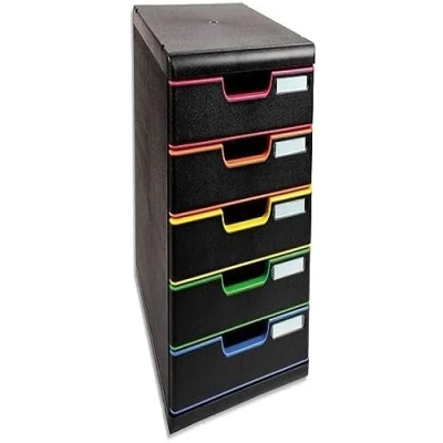 Afbeelding van EXACOMPTA Ordnermodule met 5 laden, formaat A4 L 28,8 x H 32 D 35 cm, zwart/harlekijn