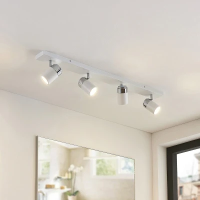 Afbeelding van Lindby buitenspot 4lichts metaal, glas H: 10.5 cm GU10 wit, chroom, mat