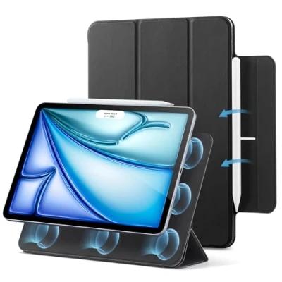 Afbeelding van ESR magnetisch hoesje compatibel met iPad Air 5 generatie 2022 hoes/iPad 4 2020 hoes 10,9 inch en Pro 11 2018, magnetische hechting, ondersteunt Pencil 2, zwart