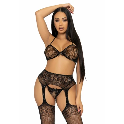 Afbeelding van BH top, String En Kousen Zwart