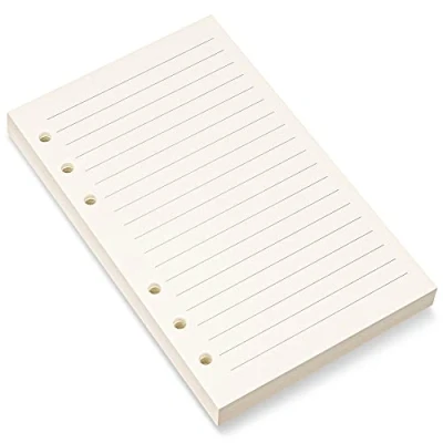 Afbeelding van Navulverpakking A6 papier, gelinieerd 6 gaten geperforeerd voor Filofax persoonlijke map, 8 mm gelinieerde losse vellen, 80 vellen/160 pagina&#039;s, 10,4 x 16,8 cm, beige (1)